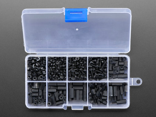Kit de tornillería y separadores de nylon negro - Rosca M2.5