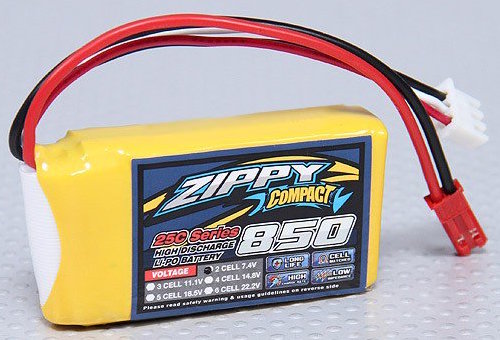 Batería LiPo Zippy Compact 850mAh 2S 7.4V 25C